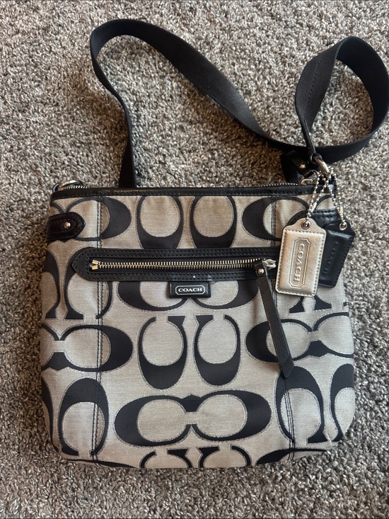 Coach Handbags - Coach Crossbody Bag in Black and silver Signature Print style#F23913